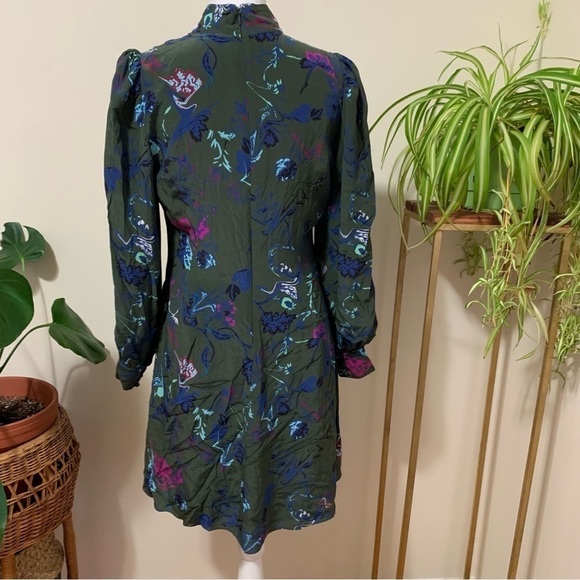 Tanya Taylor Printed Clarisse Dress in Army Green sz 8 - Picture 5 of 6